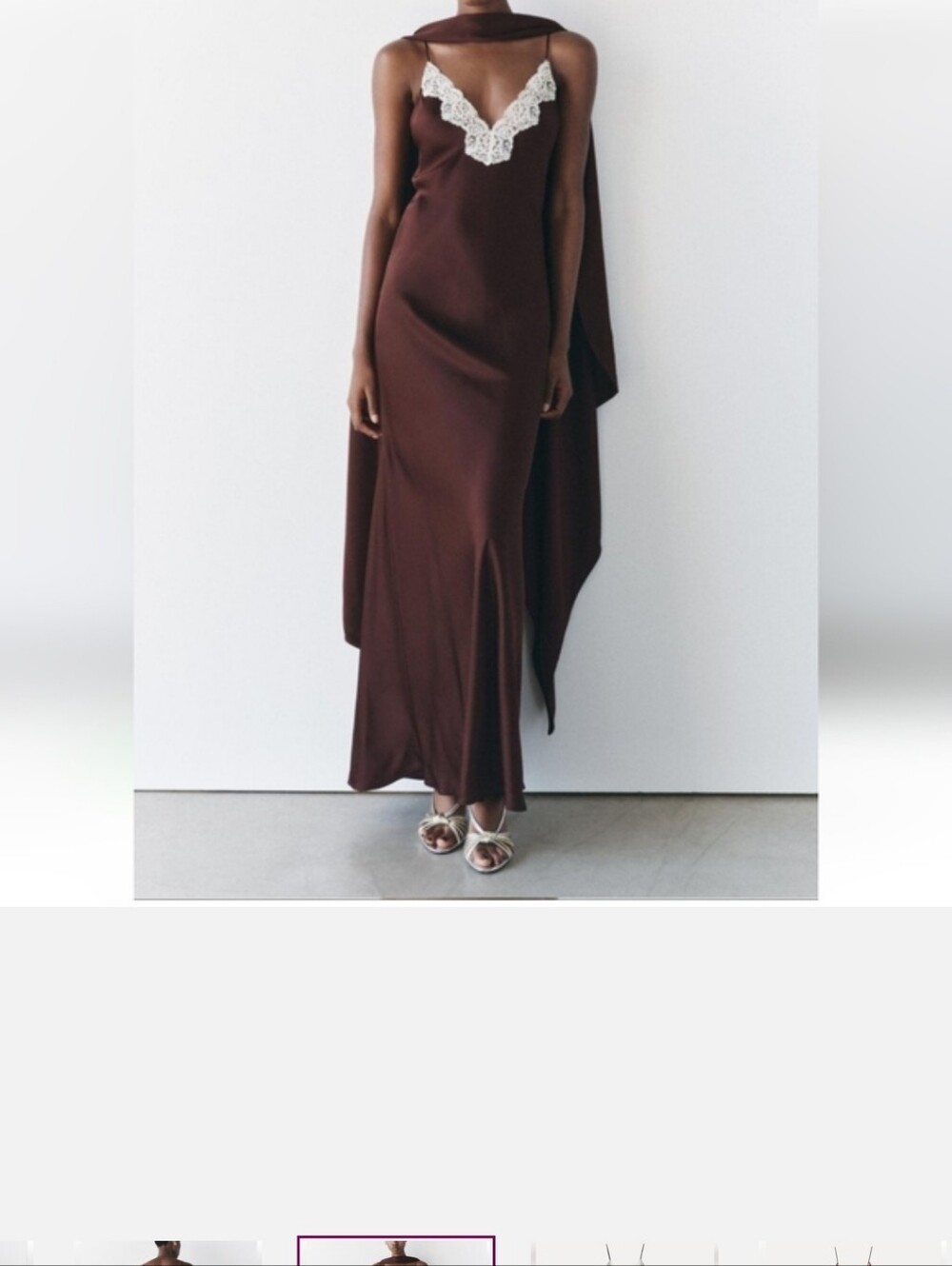 Zara satin lace slip maxi long dress size M - Picture 12 of 14